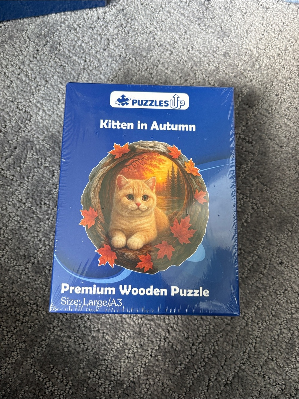Puzzles JP Kitten in Autumn Premium Wooden Puzzle - Blue